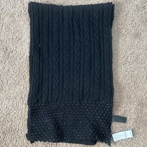 White House Black Market Black Knit Scarf with Studs